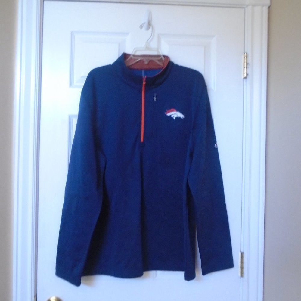 Vintage Denver Broncos NFL Mens XL Blue Quarter Zip Pullover jacket XL